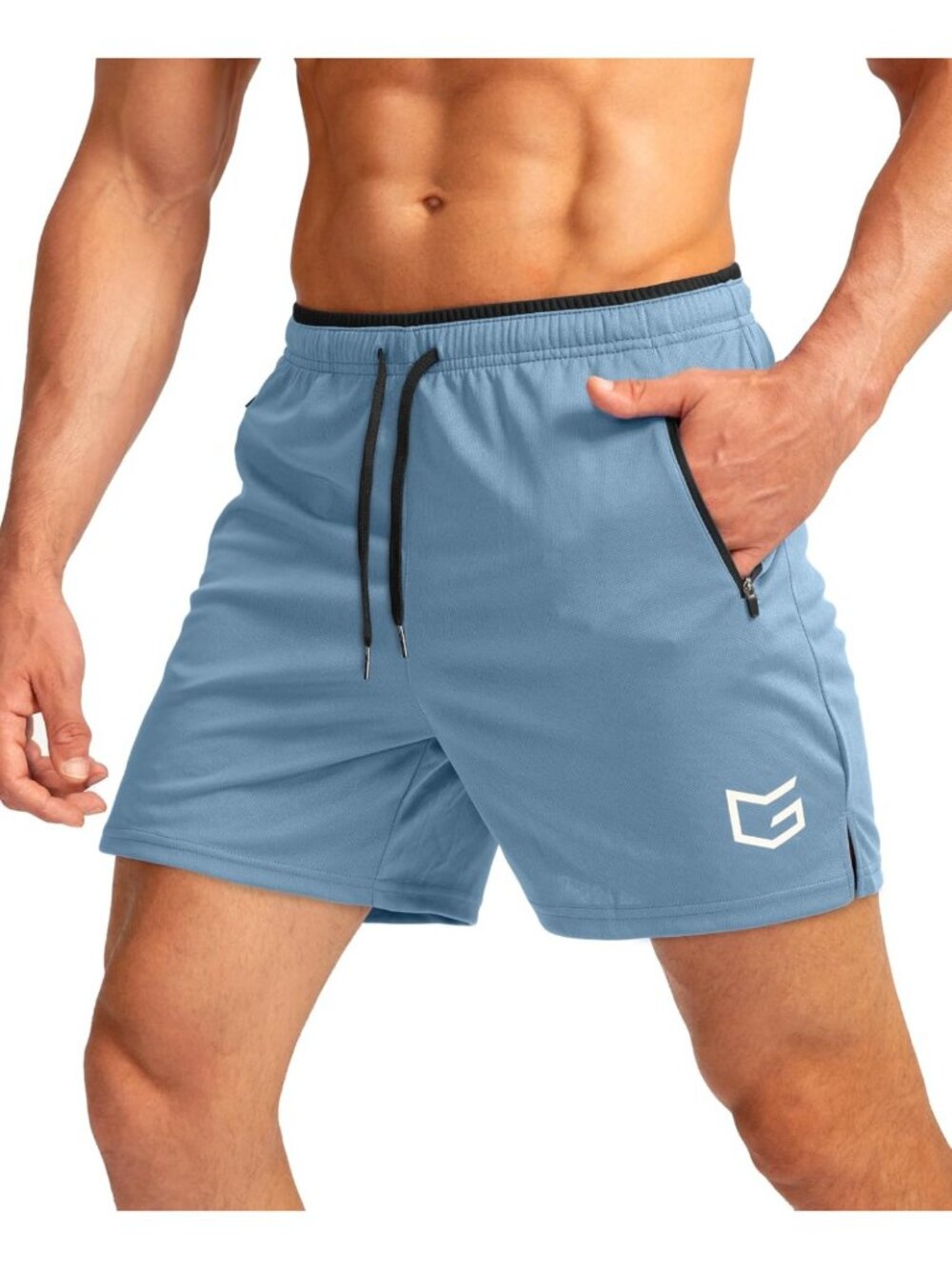 Men's Quick Dry Gym Shorts with Zipper Pockets | Breathable Athletic Running